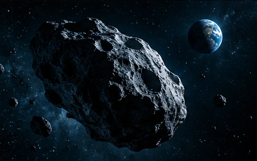 A near-Earth asteroid in space