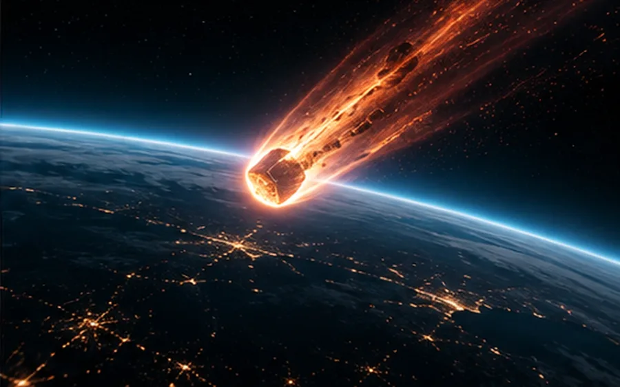 Space debris burning up on reentry