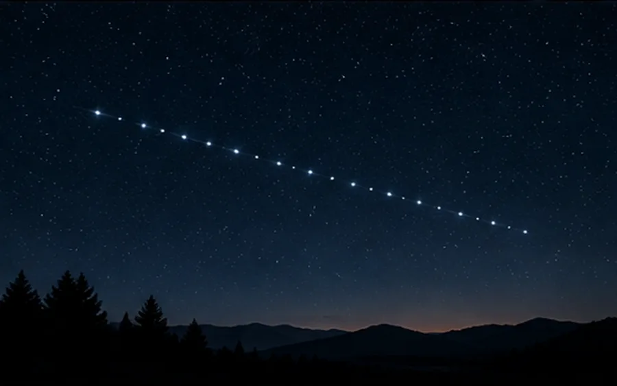 A train of Starlink satellites across the night sky